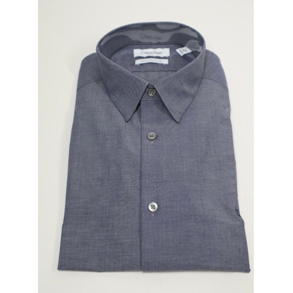 Calvin Klein Slim Fit Stretch Collar Navy Button Down Size M‎